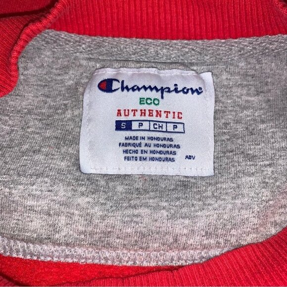 Vintage Champion Eco Authentic‎ Crewneck Sweater Pullover Red  Men’s Size Small - Picture 6 of 8